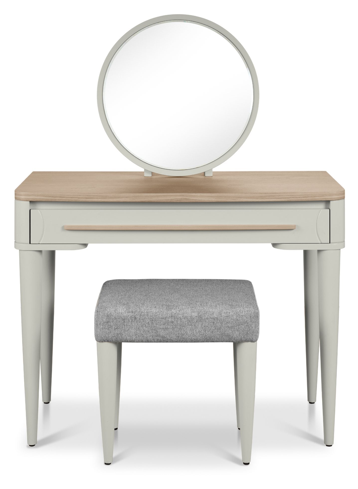 Larsen Scandi Oak & Soft Grey Dressing Table and stool ,mirror