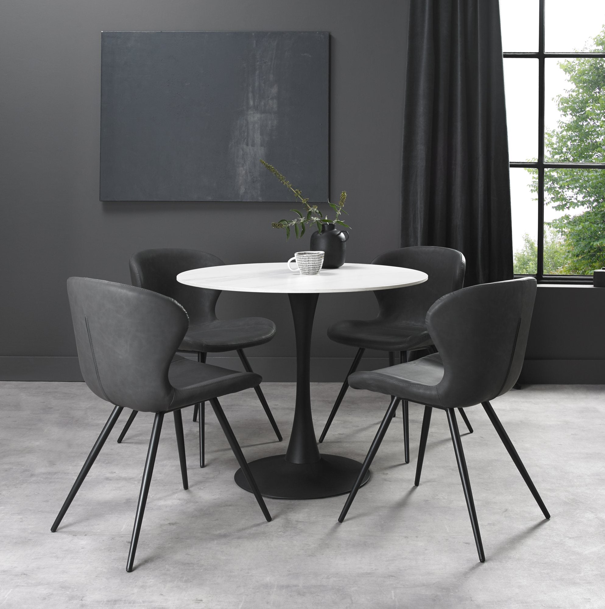 Arlo - Vintage Stone Faux Leather Chair with Black Legs (Copy)