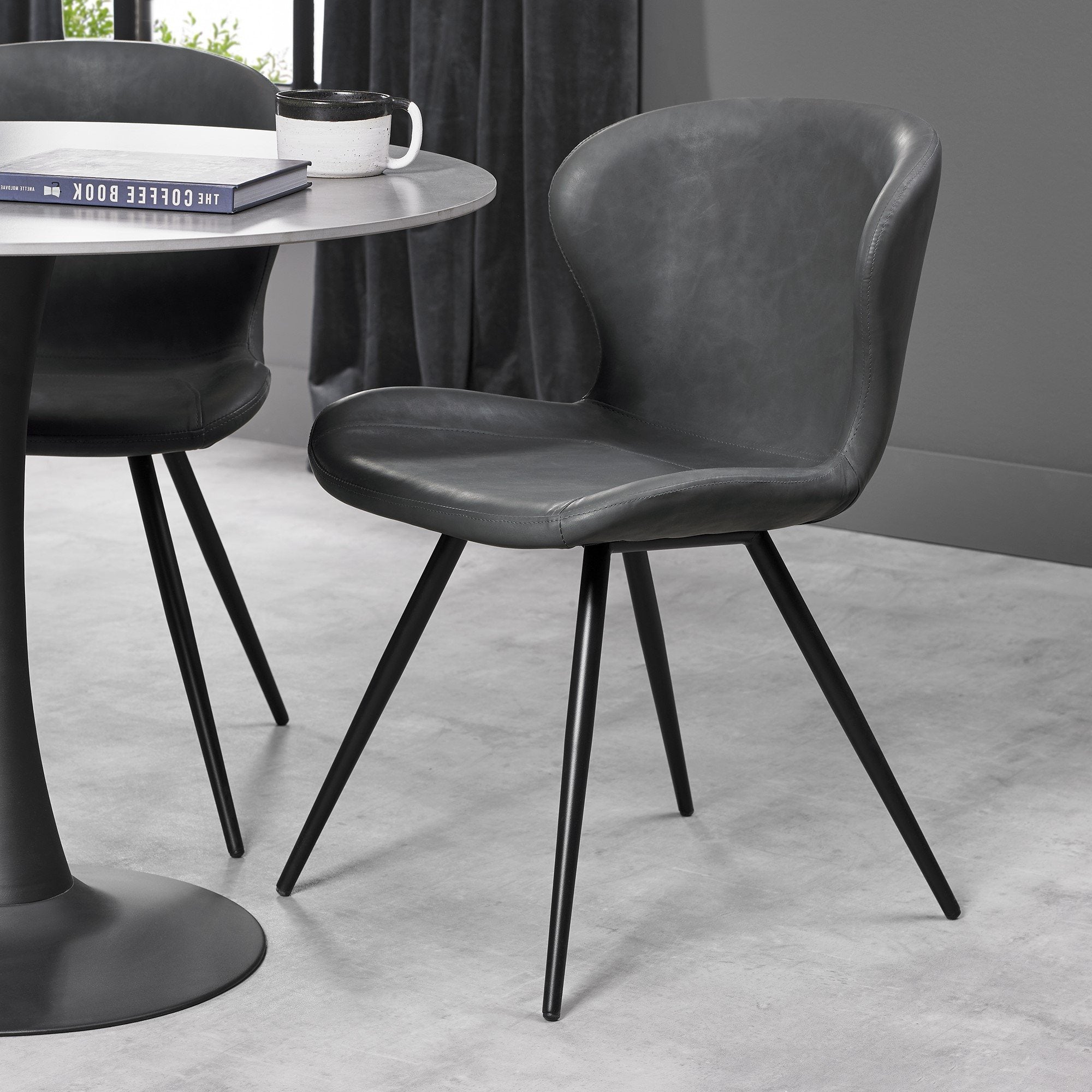 Arlo - Vintage Stone Faux Leather Chair with Black Legs (Copy)