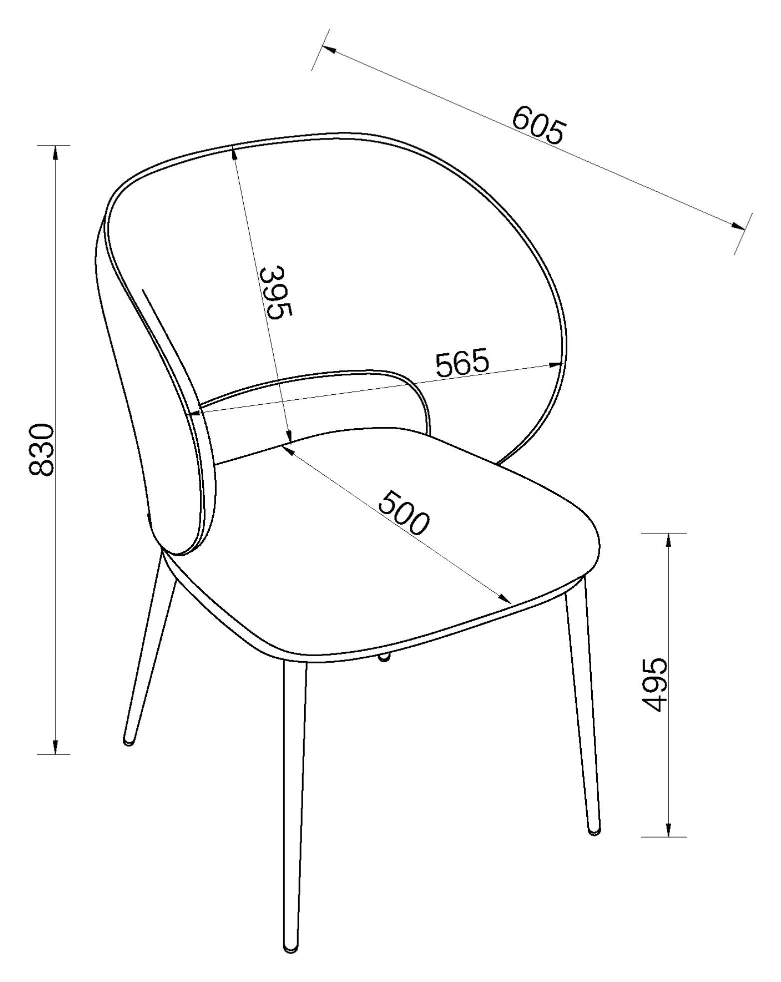 Luca - Ivory Faux Leather Chair with Matt Black Legs