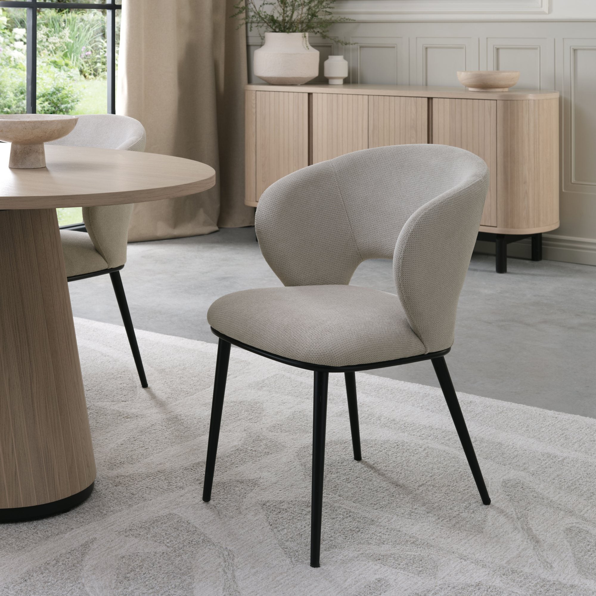 Luca - Beige Fabric Chair with Matt Black Legs