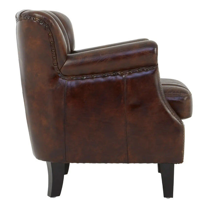 Victor Winged Brown Leather Armchair