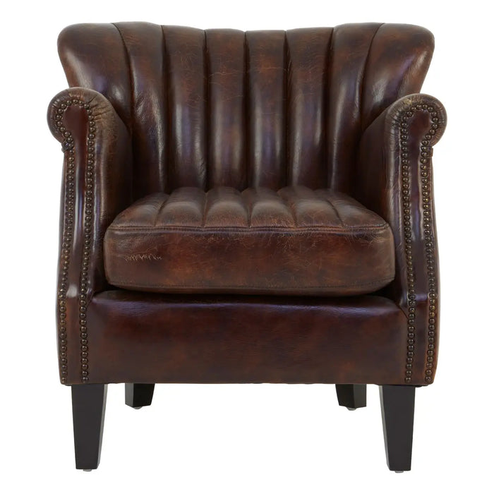 Victor Winged Brown Leather Armchair