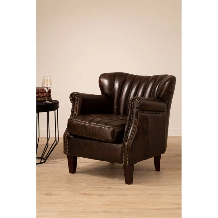 Victor Winged Brown Leather Armchair