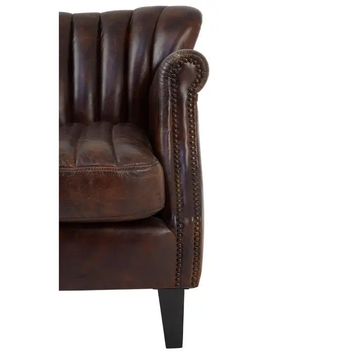 Victor Winged Brown Leather Armchair