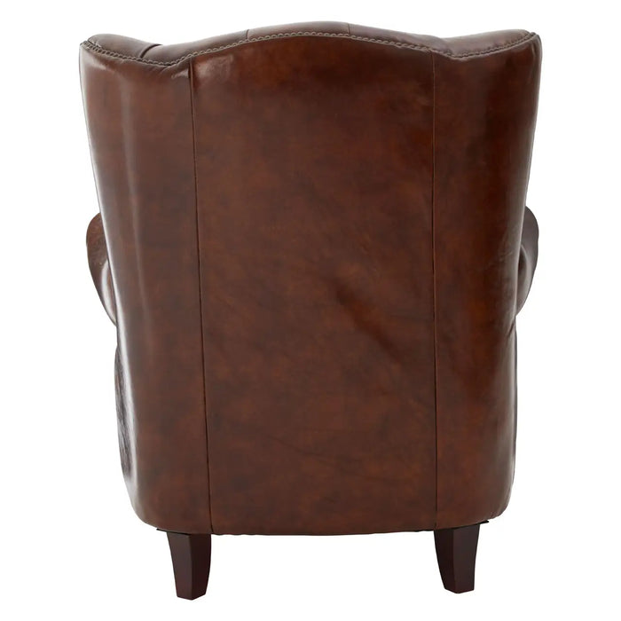 Victor Brown Leather Scroll Armchair