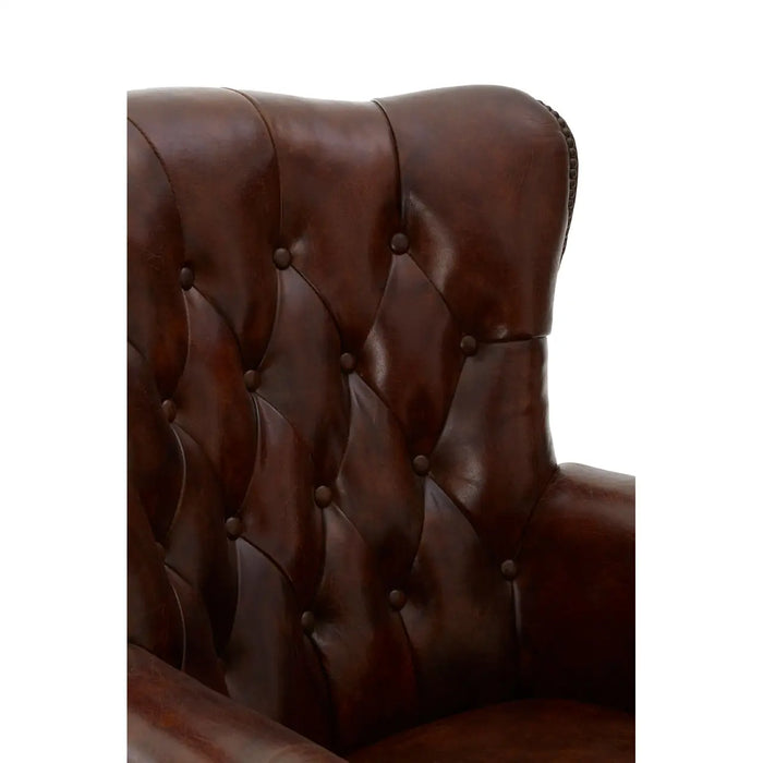 Victor Brown Leather Scroll Armchair