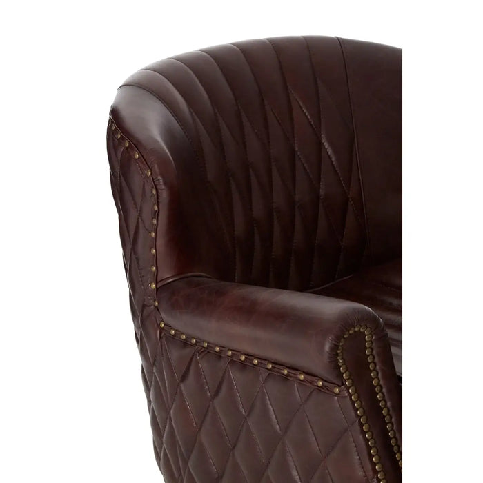 Victor Coffee Leather Winged Armchair