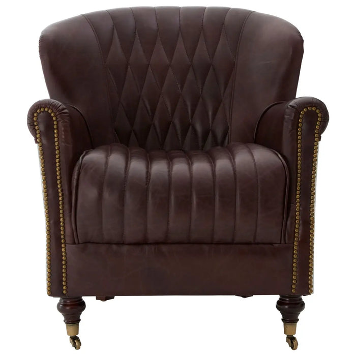 Victor Coffee Leather Armchair