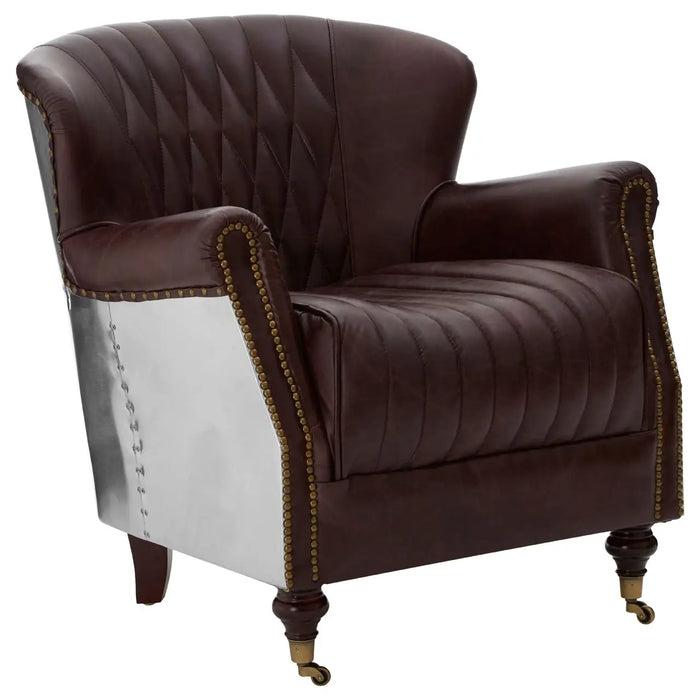 Victor Coffee Leather Armchair