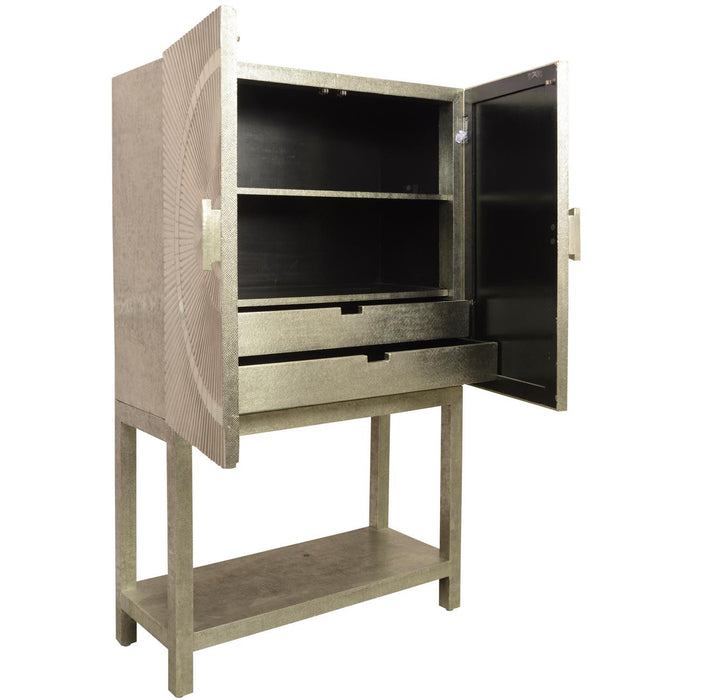 Coco Silver Embossed Metal 2 Door Bar Cabinet