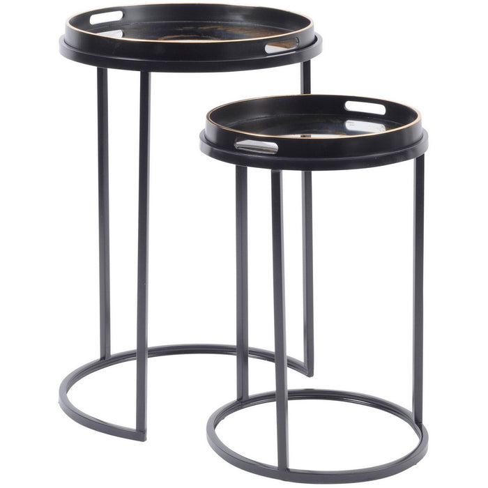 Gold and Black Swirl Tables (Set of 2)