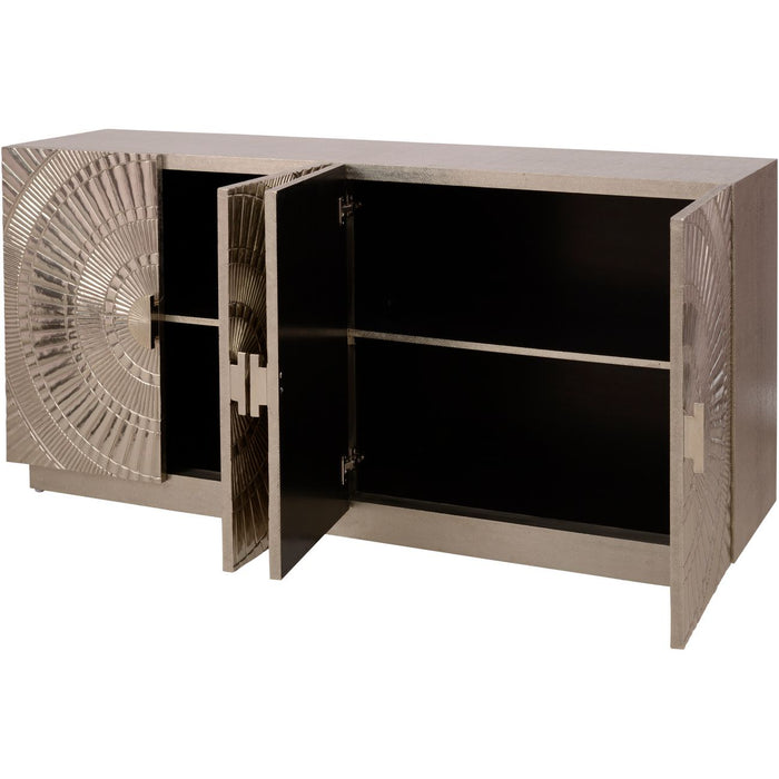 Coco Silver Embossed Metal 4 Door Buffet