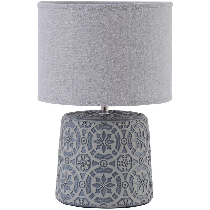 Vedder Grey Concrete Lamp With Geometric Pattern and Shade – E14 40W