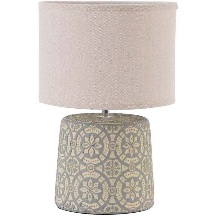 Vedder Cream Concrete Lamp With Geometric Pattern and Shade – E14 40W