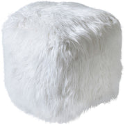 Isaba Hand Made Ivory Faux Leather Pouffe