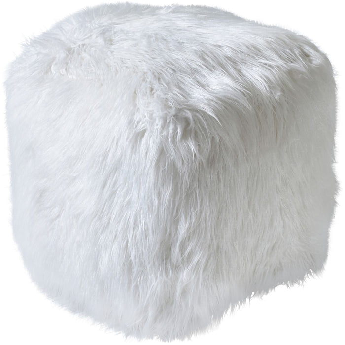 Isaba Hand Made Ivory Faux Leather Pouffe