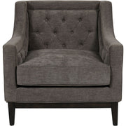 Theodore Buttoned Armchair in Warm Grey Fabric