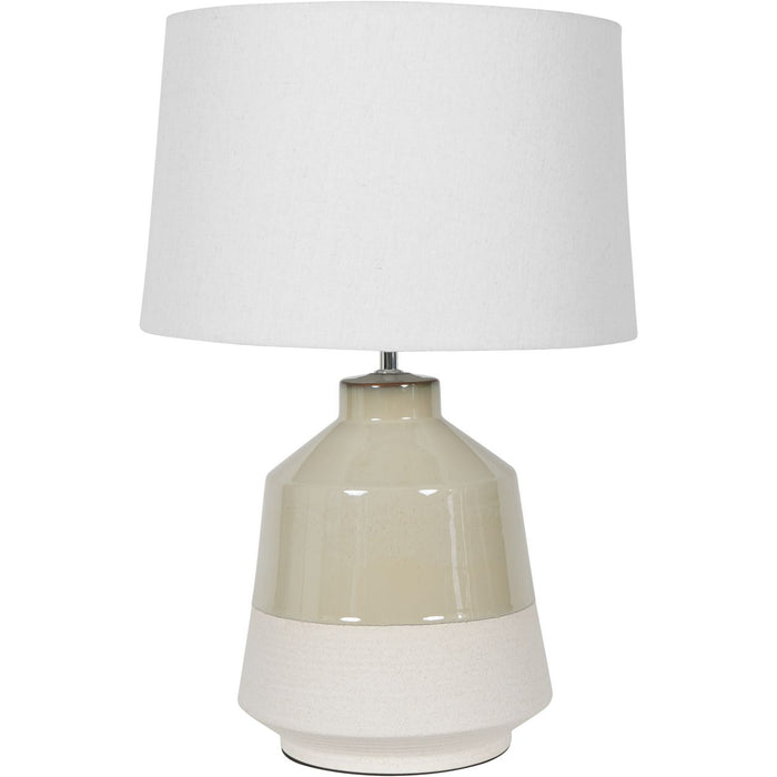 Canterbury Soft Green Dipped Glaze Table Lamp 58cm with Ivory Coolie Shade