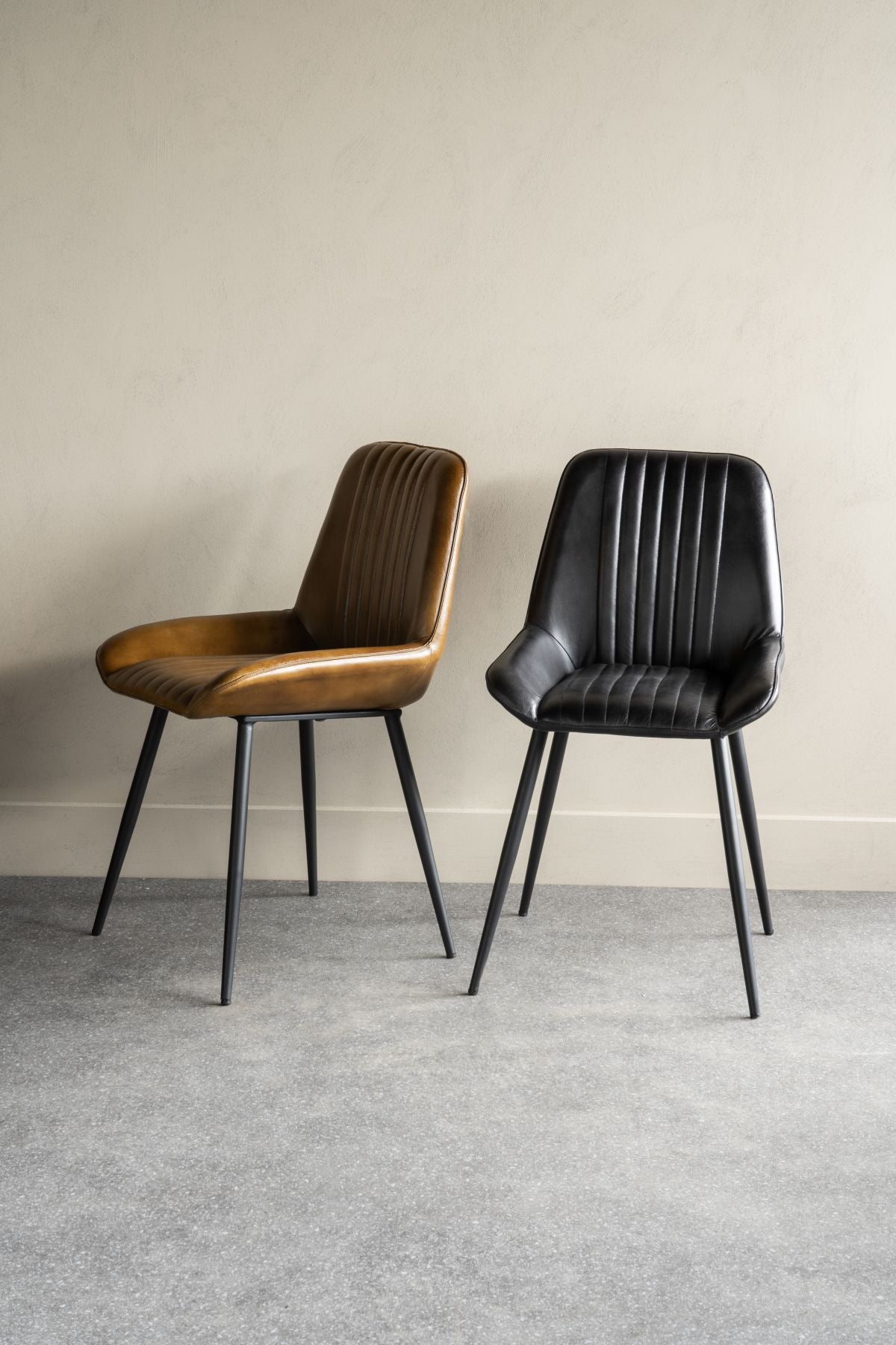 Pembroke Leather Dining Chairs in Charcoal