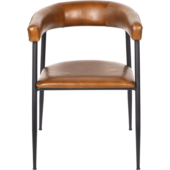 Pair Of Churchill Leather Dining Chairs in Cognac