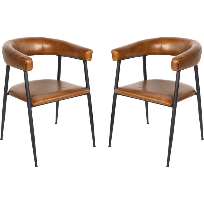 Pair Of Churchill Leather Dining Chairs in Cognac