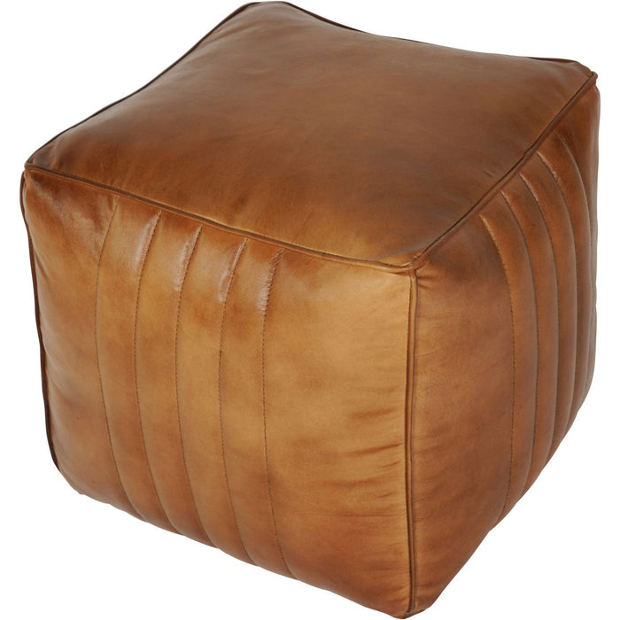Cube Leather Pouffe in Cognac