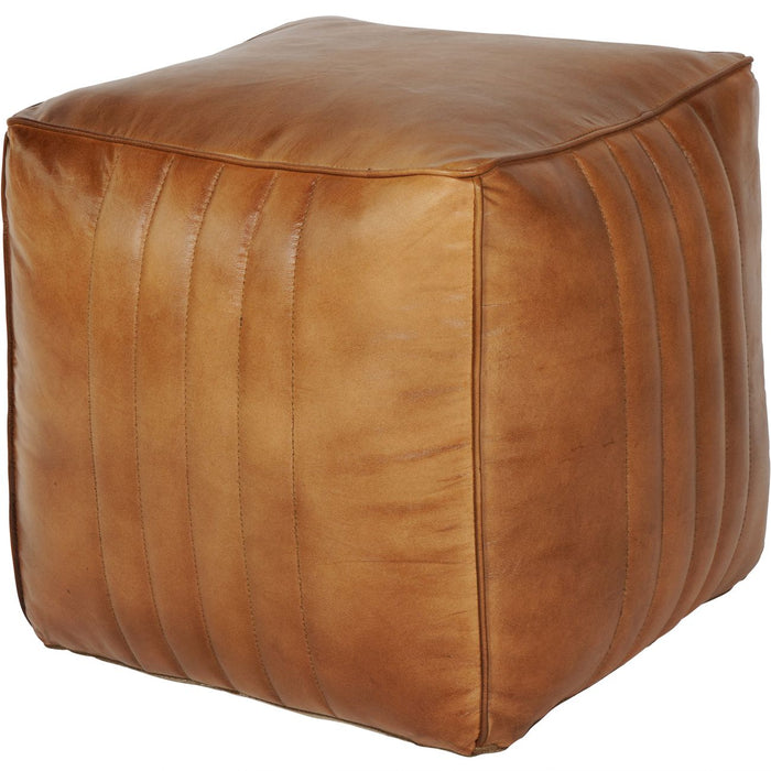 Cube Leather Pouffe in Cognac