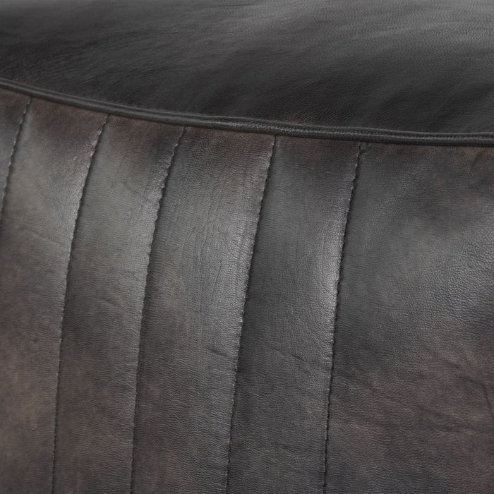 Cube Leather Pouffe in Charcoal
