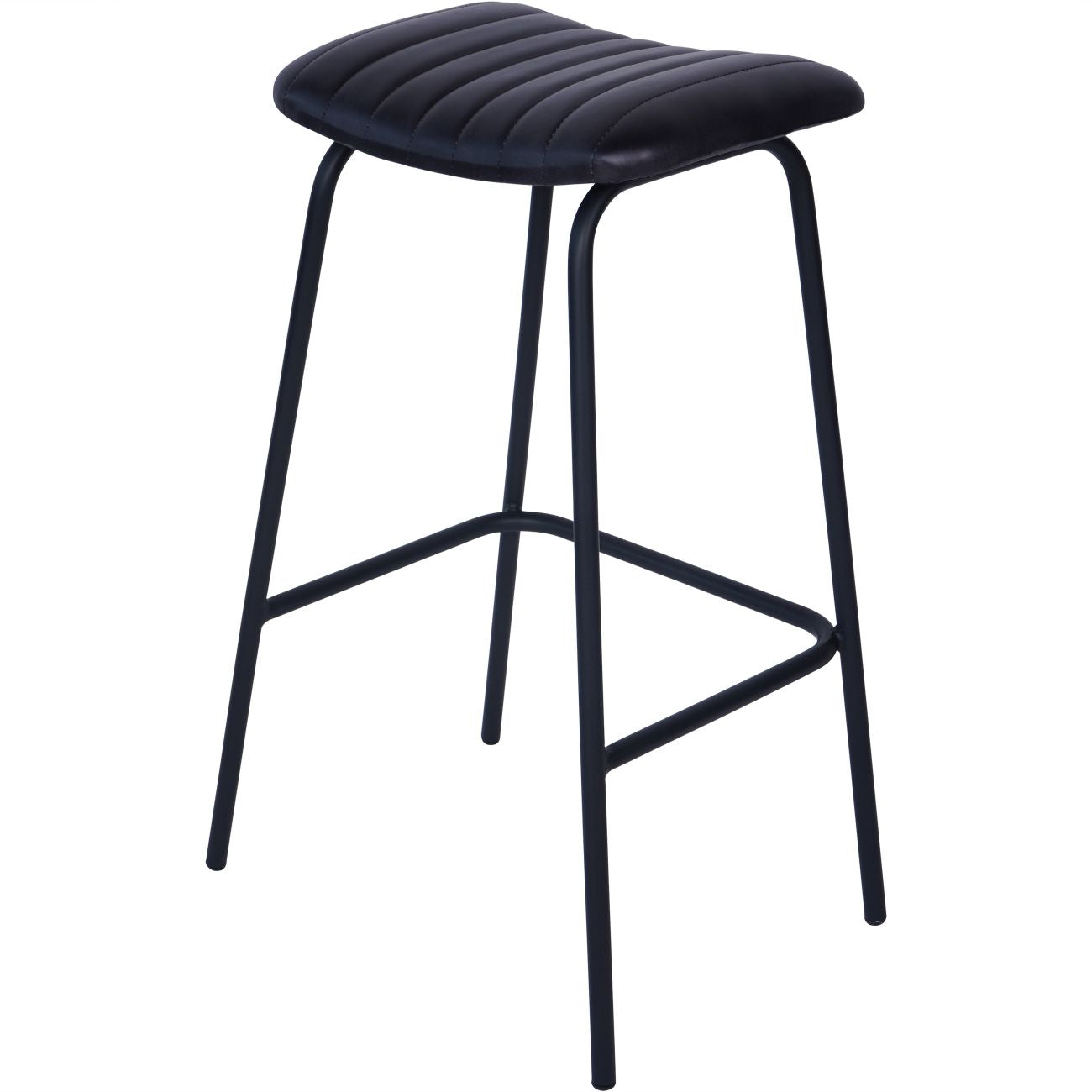 Pair of Arthur Leather Bar Stools in Charcoal