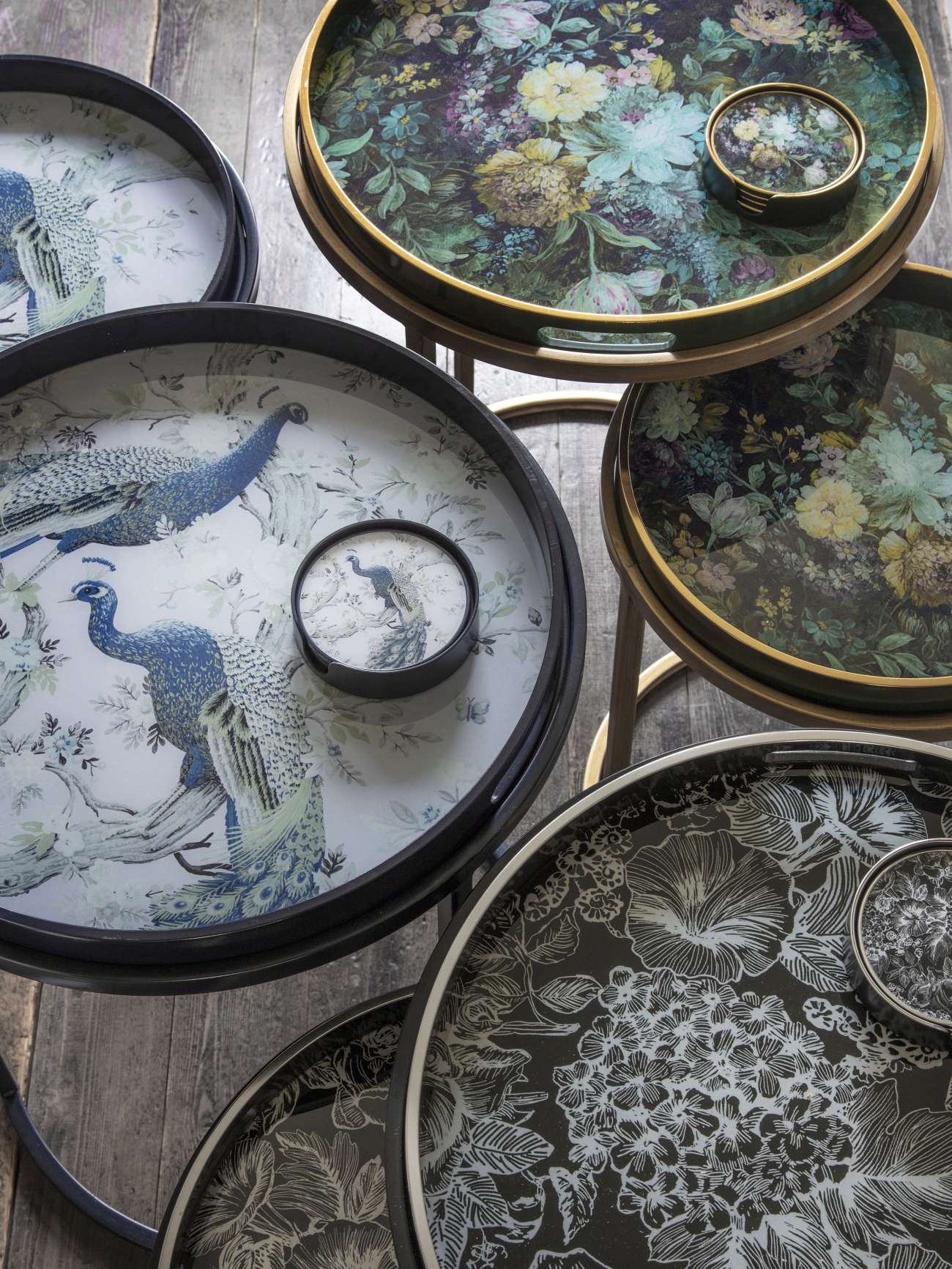 Laura Ashley Louise Print Set Of 2 Side Tables With Removeable Trays