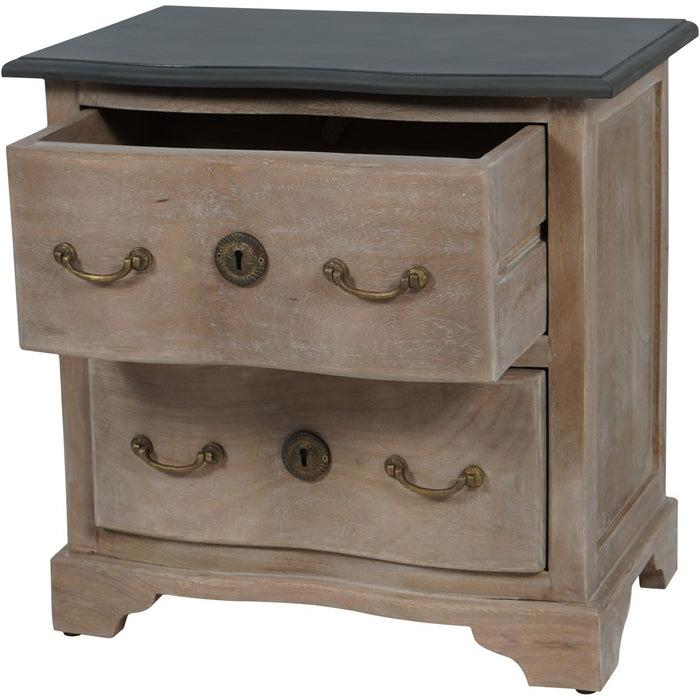 Laura Ashley Natural Wood Swannington 2 Drawer Bedside Table