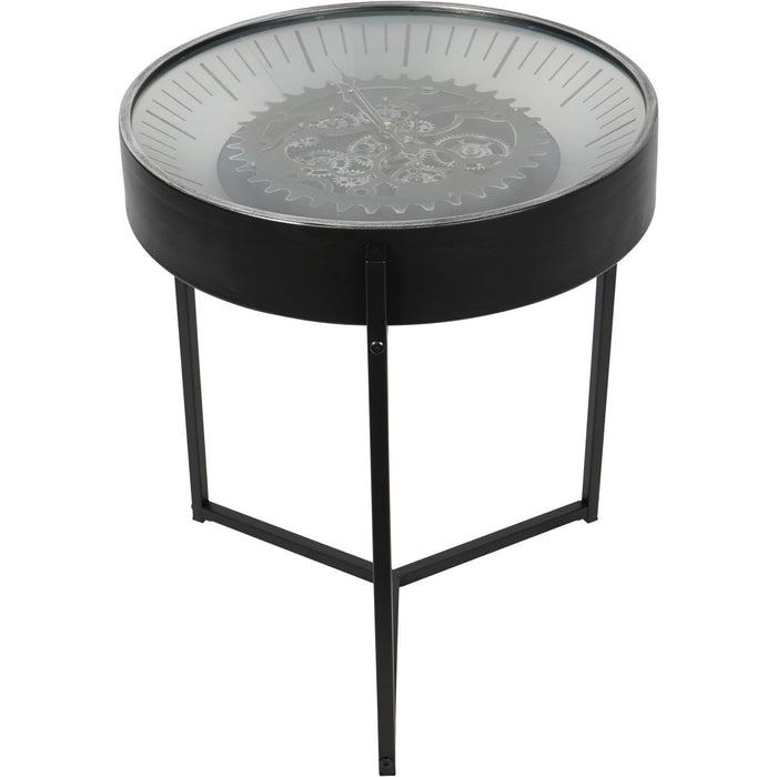 Palladium Side Table Clock with Moving Dials Black Nickel