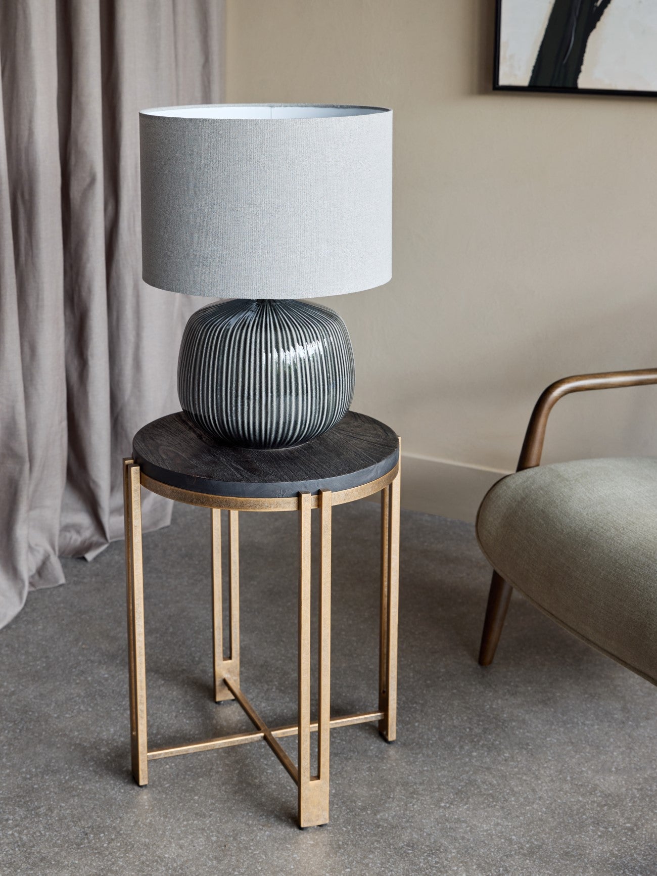 Bruno Ceramic Table Lamp Charcoal with Shade E27 60W