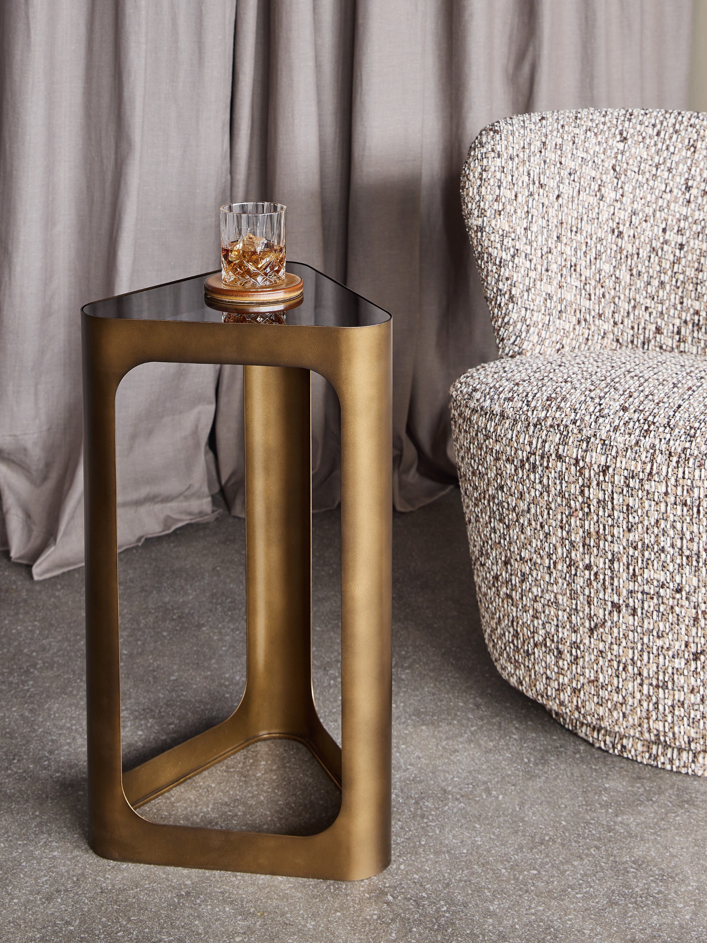 Thorpe Triangular Accent Table Black Tinted Glass