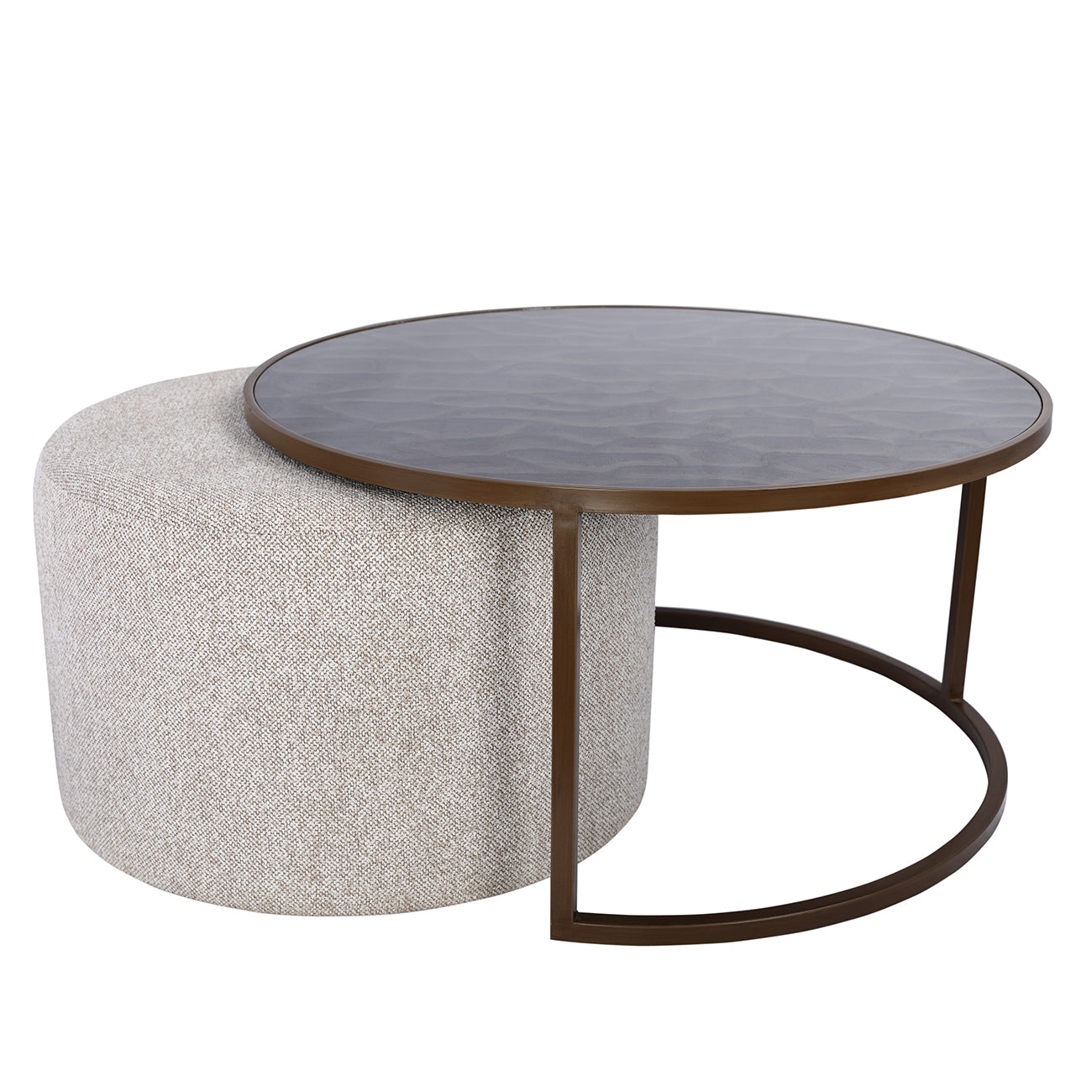 Driftwood Ripple Coffee Table & Nesting Pouffe