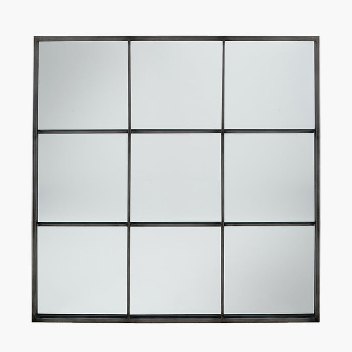 Dark Grey Metal 9 Section Square Wall Mirror