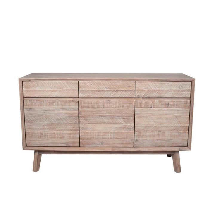 Kalmar Sand Wash Acacia Wood 3 Drawer 3 Door Sideboard