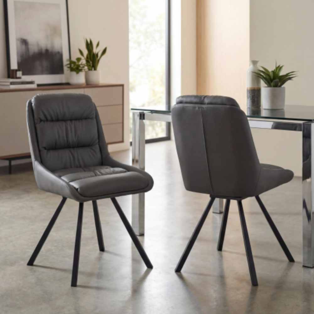 Arnhem Leather Effect Grey Dining Chair