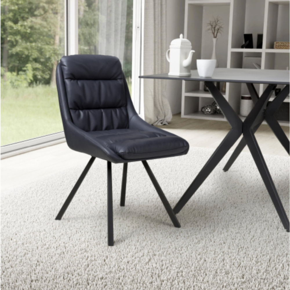 Arnhem Leather Effect Midnight Blue Dining Chair