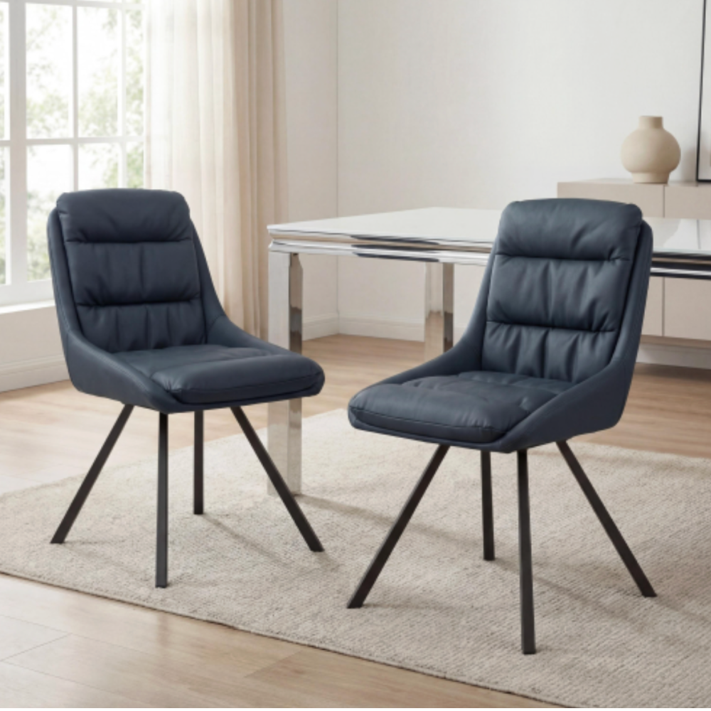 Arnhem Leather Effect Midnight Blue Dining Chair