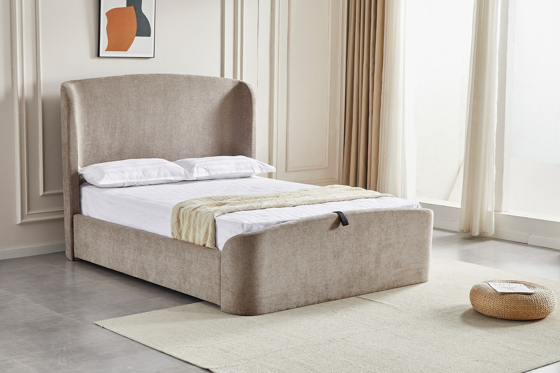Blaire 6' Ottoman Bed Cream