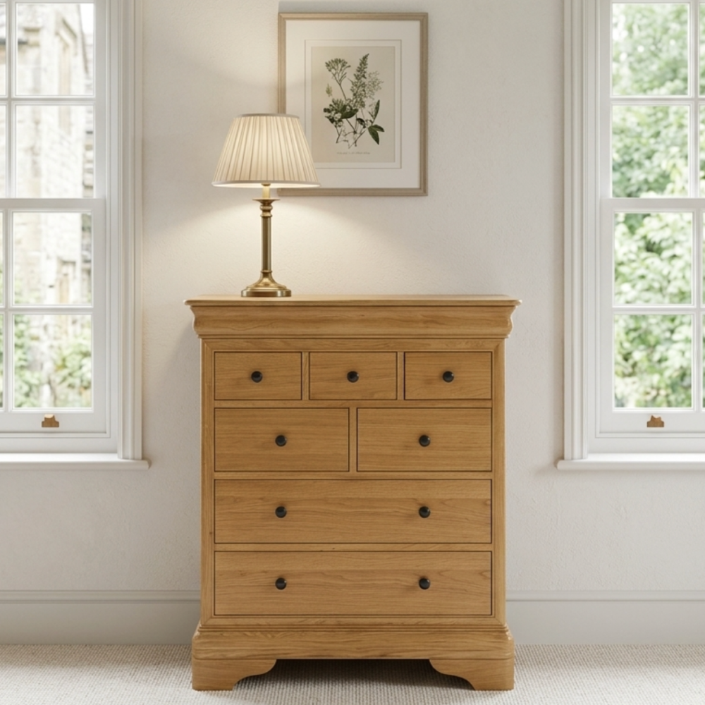 W+G BORDEAUX - WIDE 4+3 DRAWER CHEST OAK