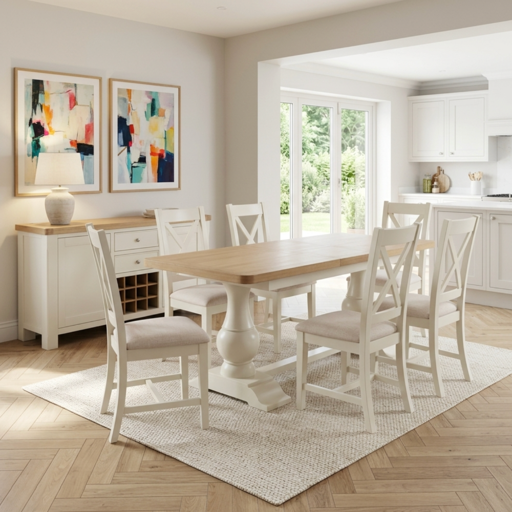 Burford 160CM-200CM PEDESTAL EXTENDING DINING TABLE