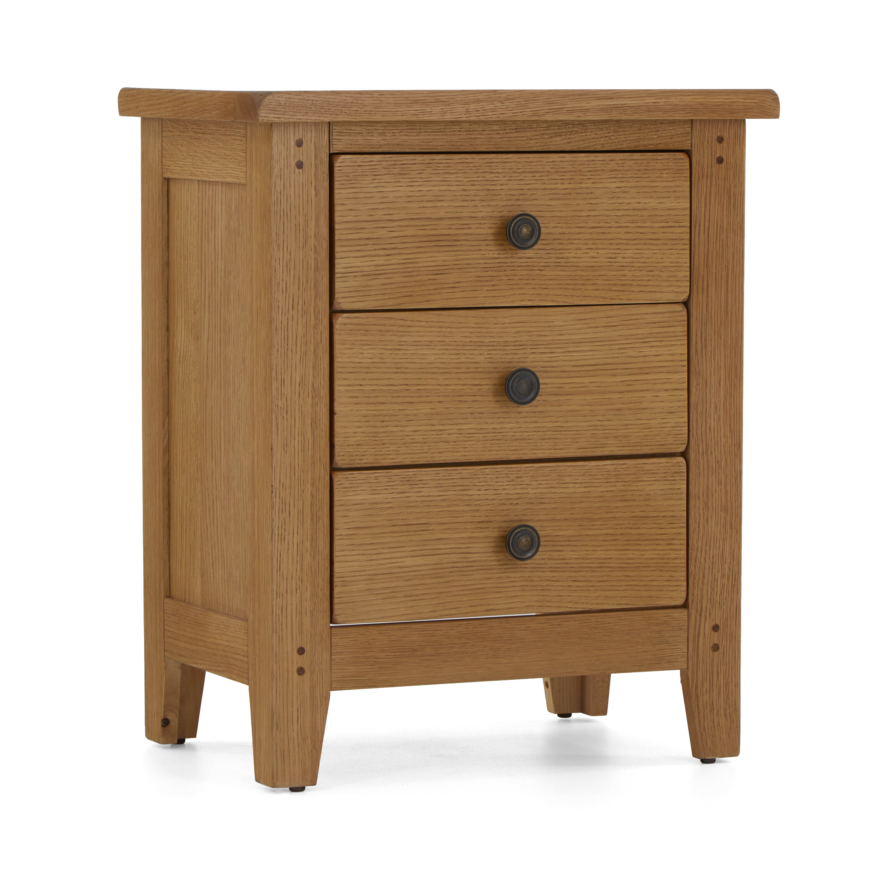 Burford Oak 3 Drawer bedside