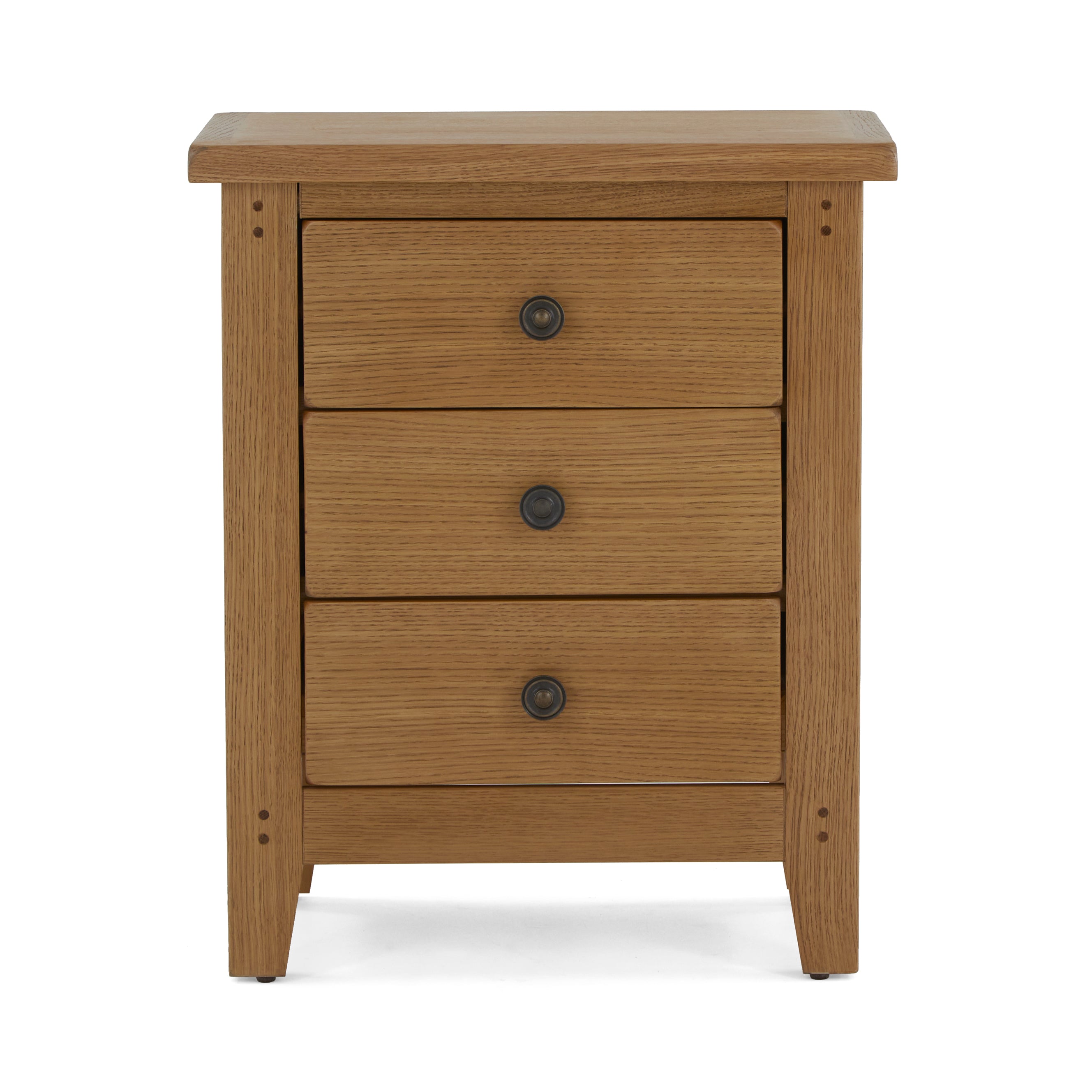 Burford Oak 3 Drawer bedside