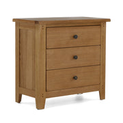 Burford Wide Oak 3 Drawer bedside chest