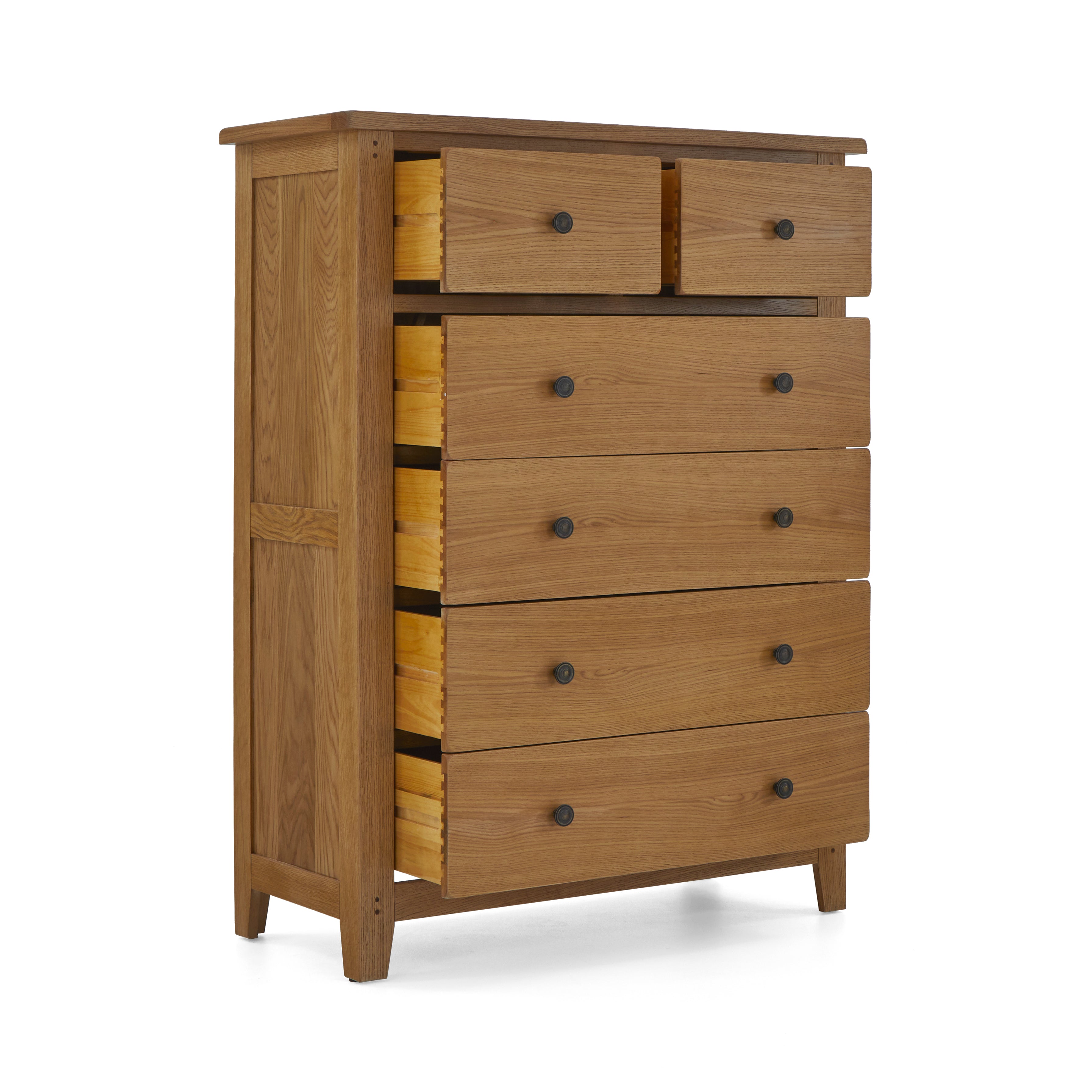 Burford Oak Tall 6 Drawer Chest