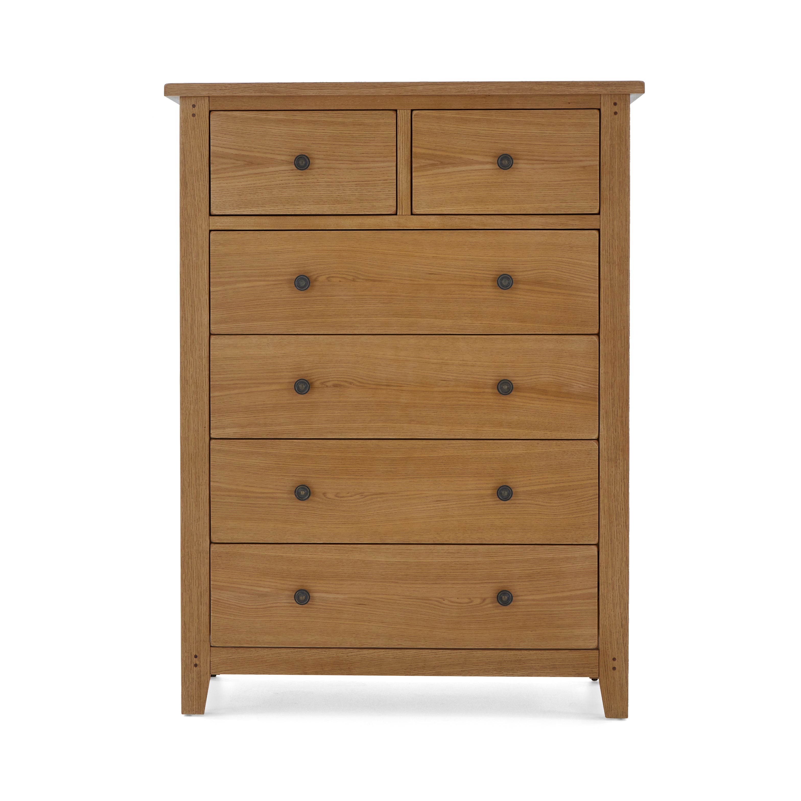 Burford Oak Tall 6 Drawer Chest