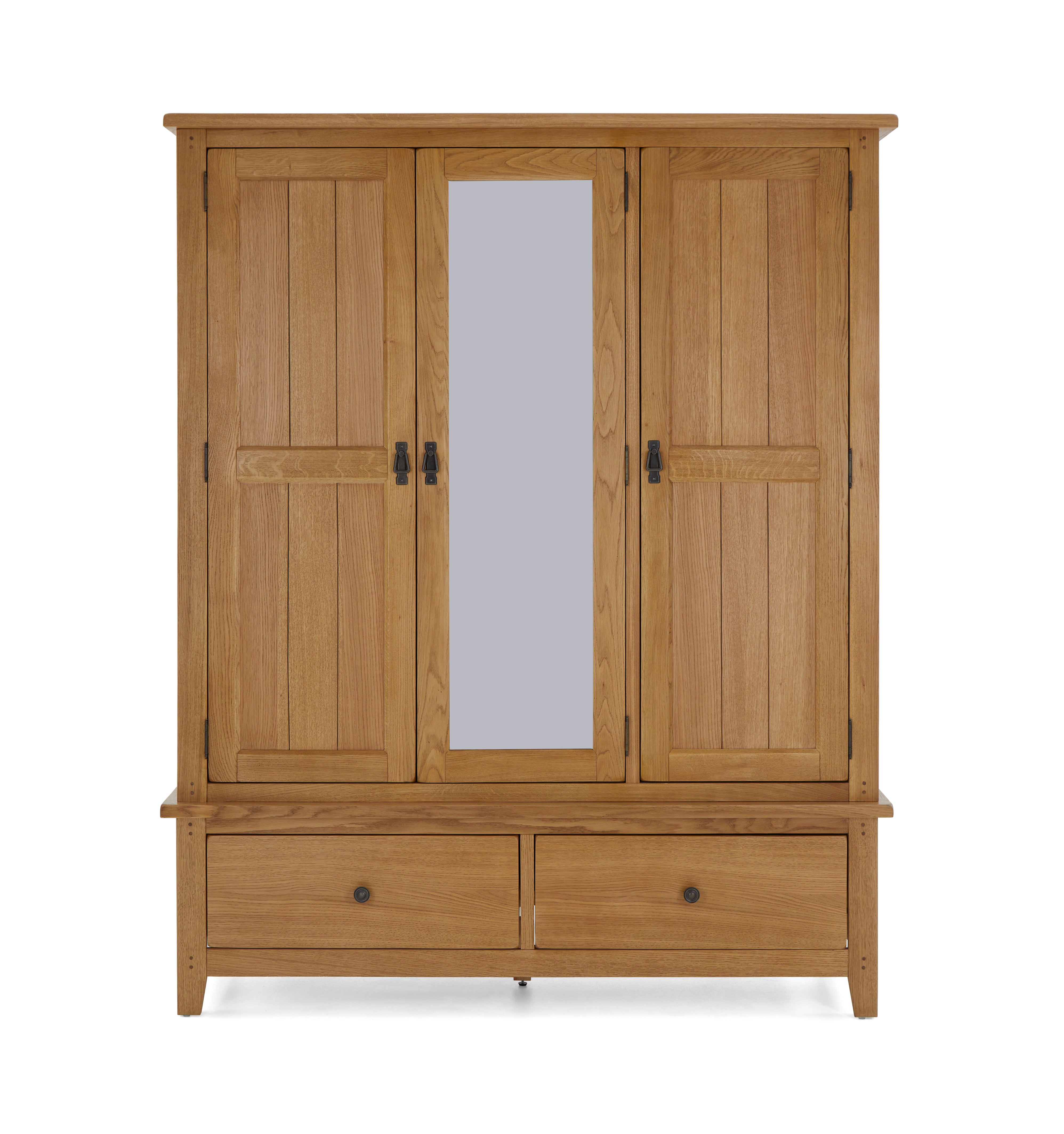 Burford oak Triple wardrobe with Mirror
